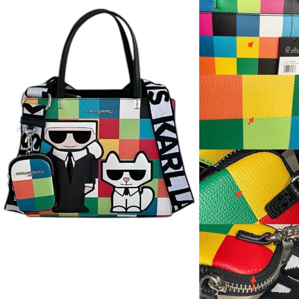 Karl Lagerfeld Paris Maybelle Satchel Multicolor Handle Crossbody Strap Bag (BN)